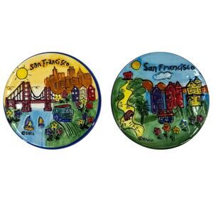 SNCO San Francisco Ceramic Coasters Set of 2 Golden Gate Cable Car 4 in